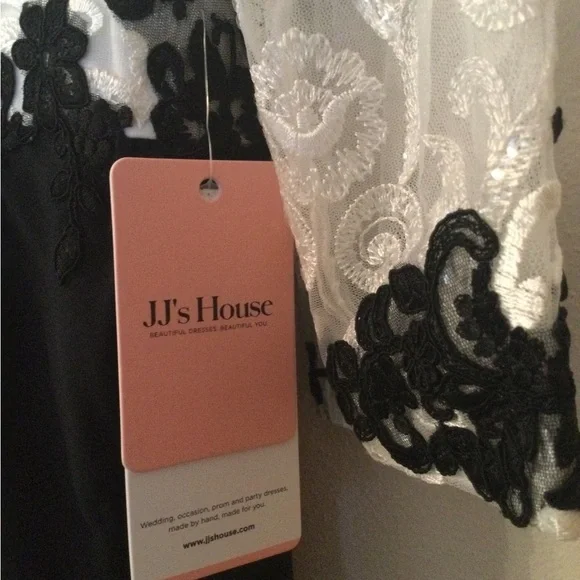 JJs House Black and White Gown with Bateau Neckline - Picture 7 of 14